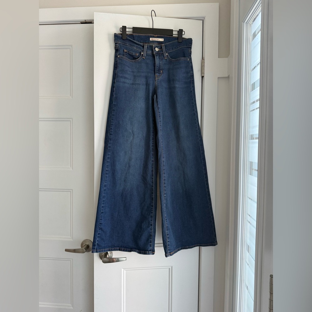 Levi's Women's Wide-Leg Flare Jeans in Dark Blue Denim